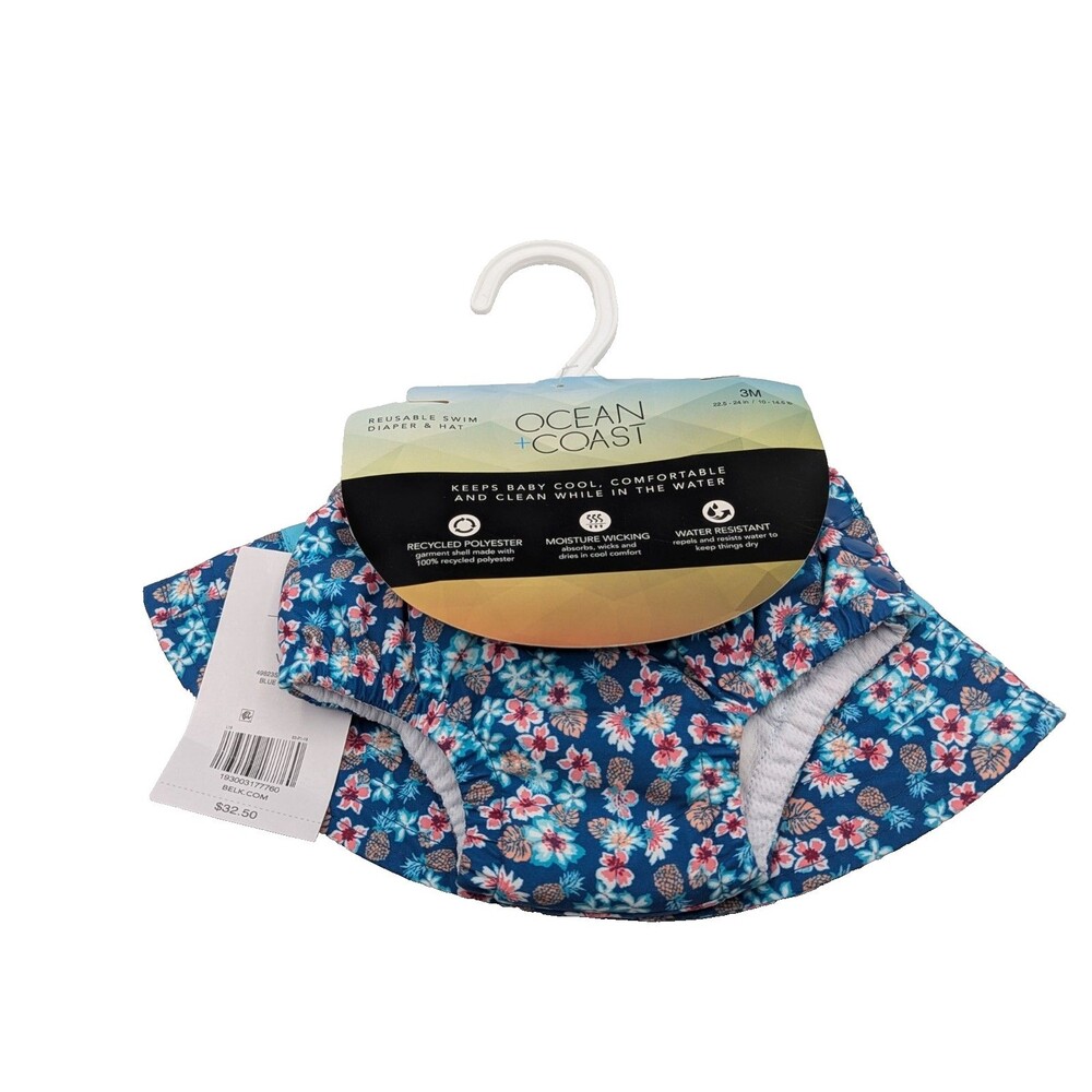 Ocean + Coast Girls Hat and Reusable Diaper 3 Months